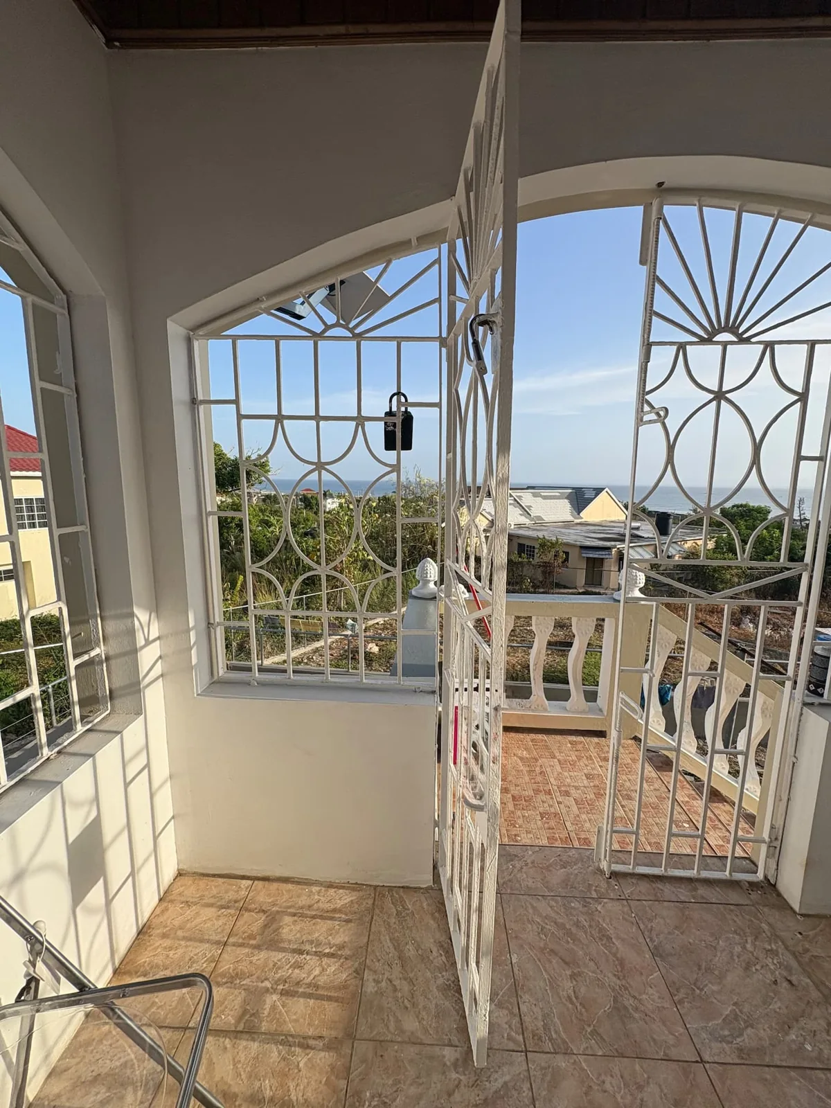 The covered balcony at Ocean View Villa