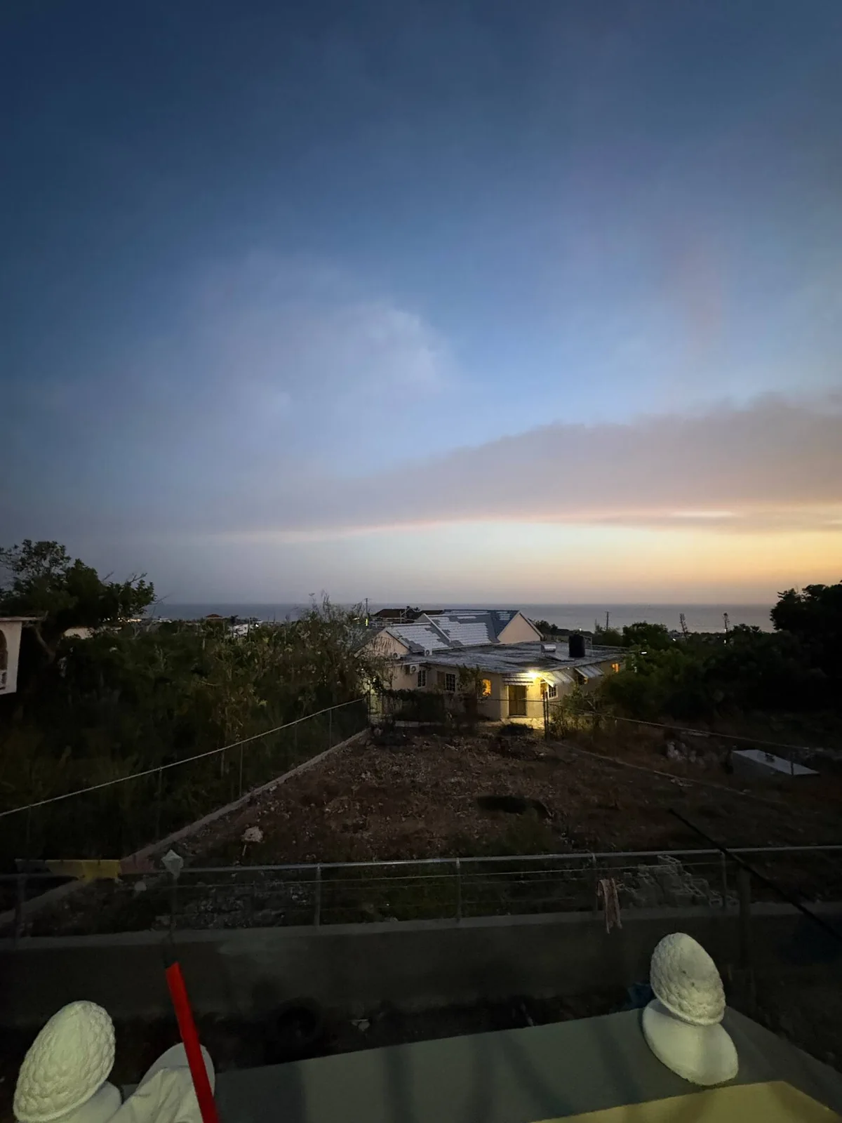 The view at dusk from Ocean View Villa